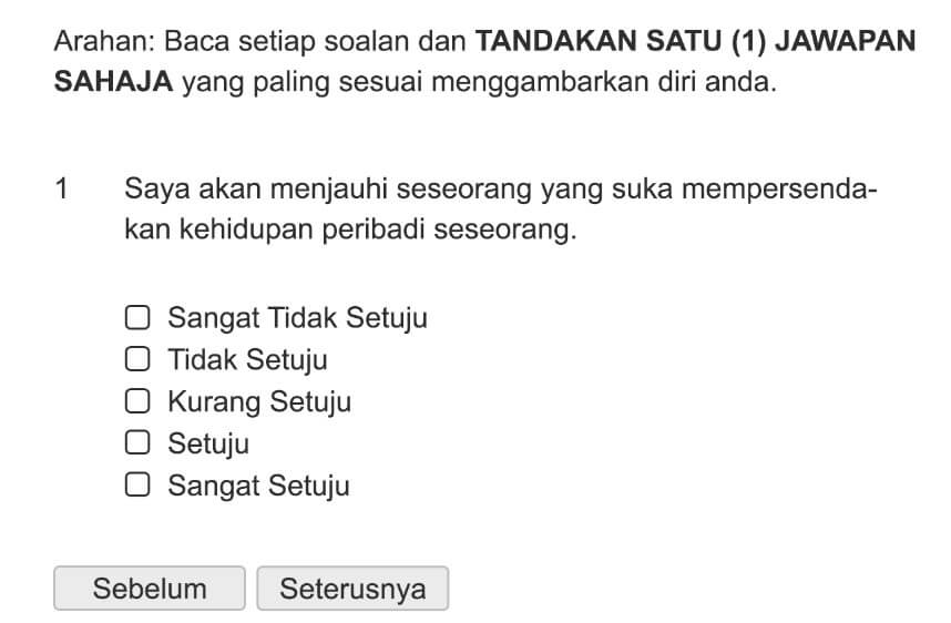 Saya akan menjauhi seseorang yang suka mempersendakan kehidupan peribadi seseorang.