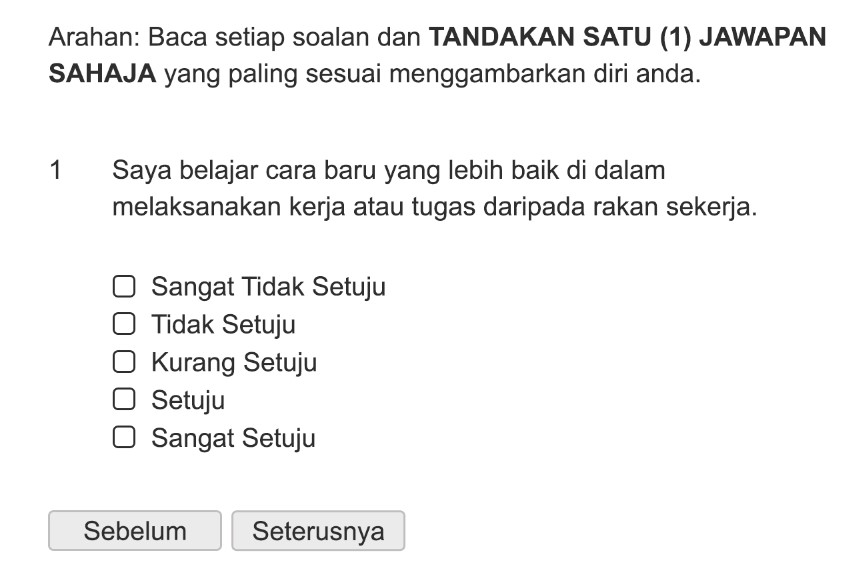 Saya belajar cara baru yang lebih baik di dalam melaksanakan kerja atau tugas daripada rakan sekerja.