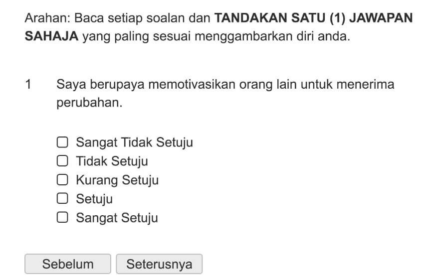 Saya berupaya memotivasikan orang lain untuk menerima perubahan.