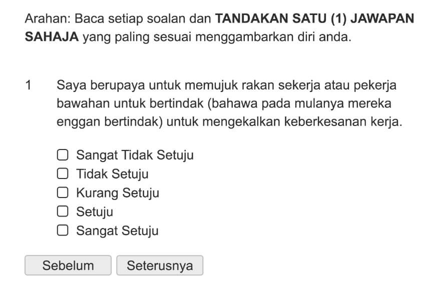 Saya berupaya untuk memujuk rakan sekerja atau pekerja bawahan untuk bertindak