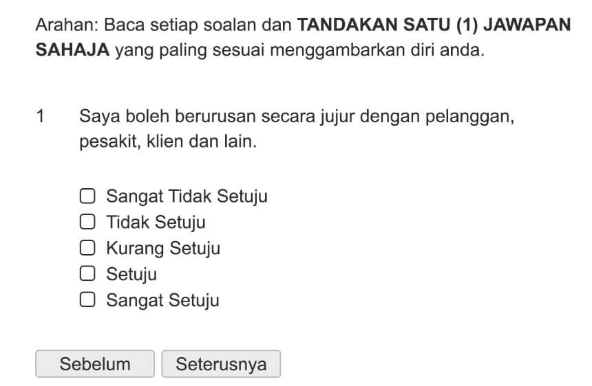 Saya boleh berurusan secara jujur dengan pelanggan, pesakit, klien dan lain.