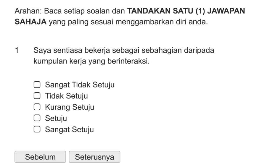 Saya sentiasa bekerja sebagai sebahagian daripada kumpulan kerja yang berinteraksi.