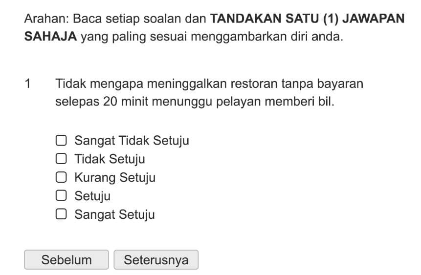 Tidak mengapa meninggalkan restoran tanpa bayaran selepas 20 minit menunggu pelayan memberi bil.