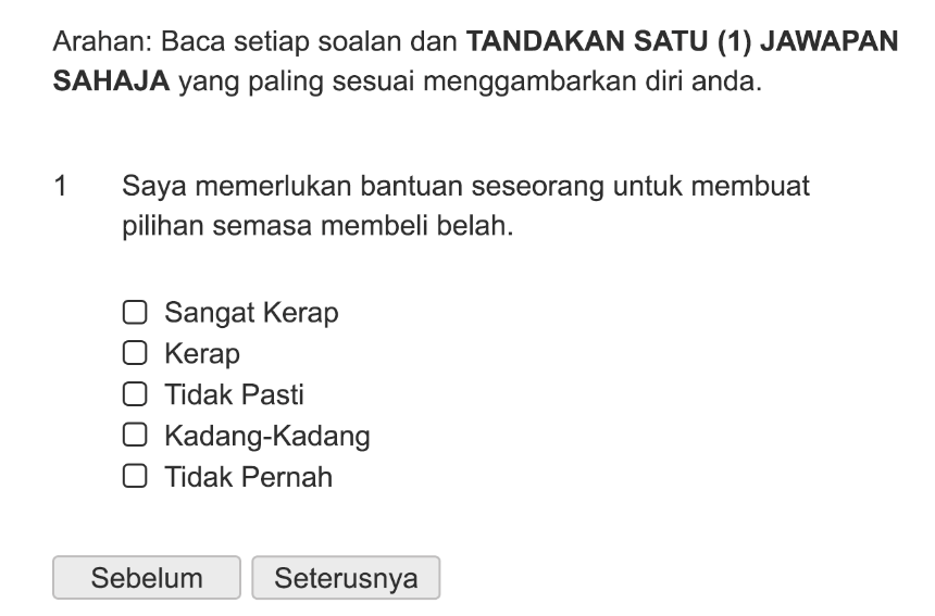 Saya memerlukan bantuan seseorang untuk membuat pilihan semasa membeli belah.