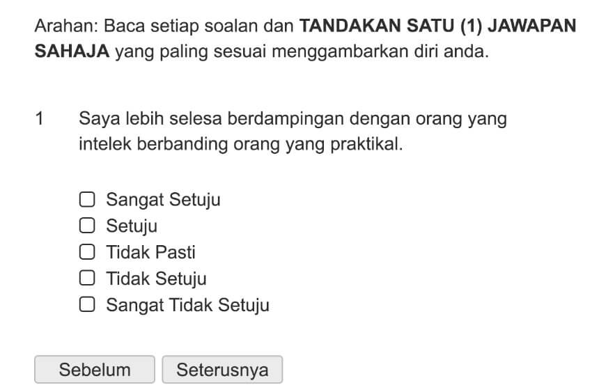 Saya lebih selesa berdampingan dengan orang yang intelek berbanding orang yang praktikal.