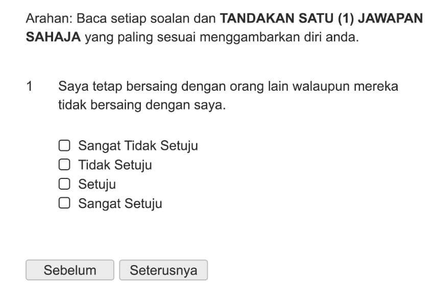 Saya tetap bersaing dengan orang lain walaupun mereka tidak bersaing dengan saya.