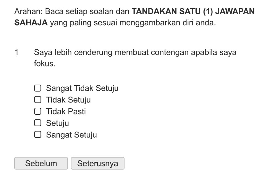 saya lebih cenderung membuat contengan apabila saya fokus